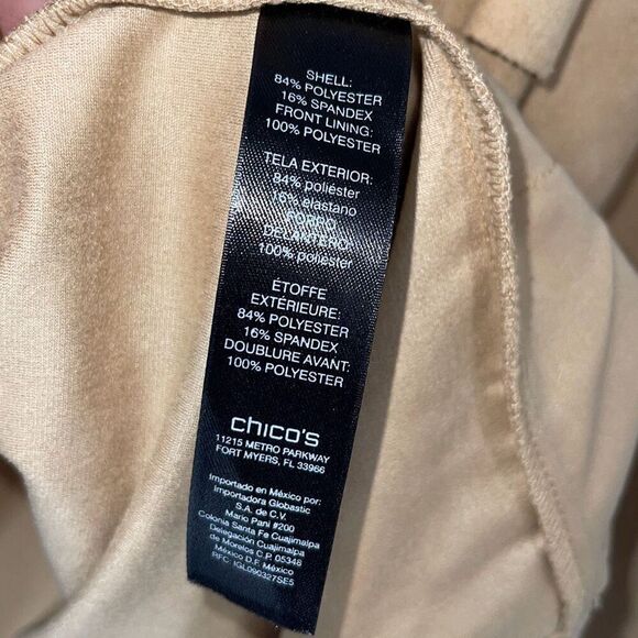 Travelers Collection By Chico's Womens Faux Suede Tiered Jacket Tan Size 2 Large - Picture 8 of 11